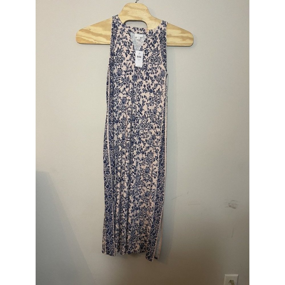 NWT J Jill stretch knit sleeveless floral column maxi dress Sz S With pockets